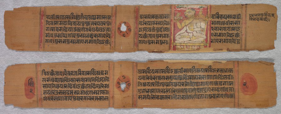 Folio 2, from a Kalpa-sutra: A Monk Preaching (recto); Text (verso)