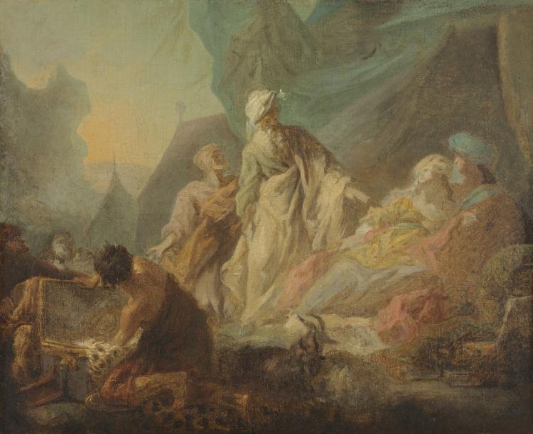 Laban Searching for His Stolen Gods — Augustin de Saint-Aubin (French, 1736–1807)