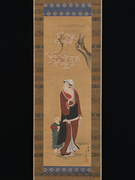 Woman and Child under a Cherry Tree — Utagawa Toyohiro
