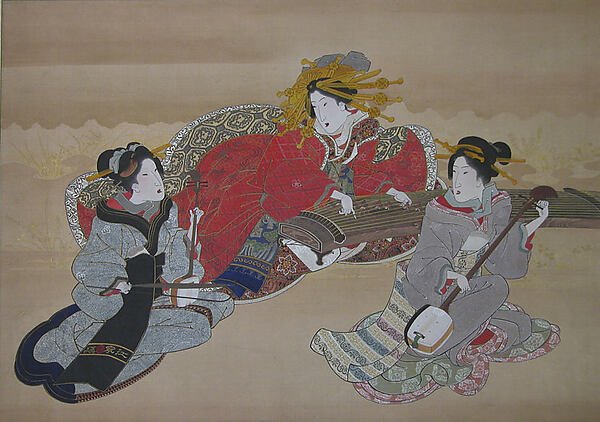 Three Beauties Playing Musical Instruments — Utagawa Kuniyoshi 歌川國芳