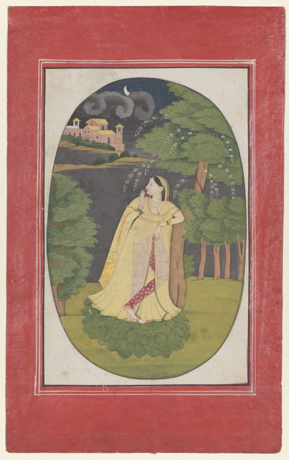 The heroine who waits anxiously for her absent lover (Utka Nayika)