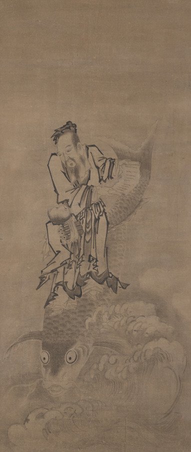 Hotei with Daoist Immortals: Immortal Riding Carp