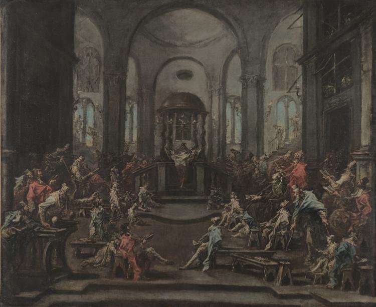 Interior of a Synagogue — Alessandro Magnasco (Italian, 1667–1749)