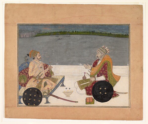 Prince Padam Singh of Bikaner with His Bard Gordhar on a Terrace at Night — Bhavani Das