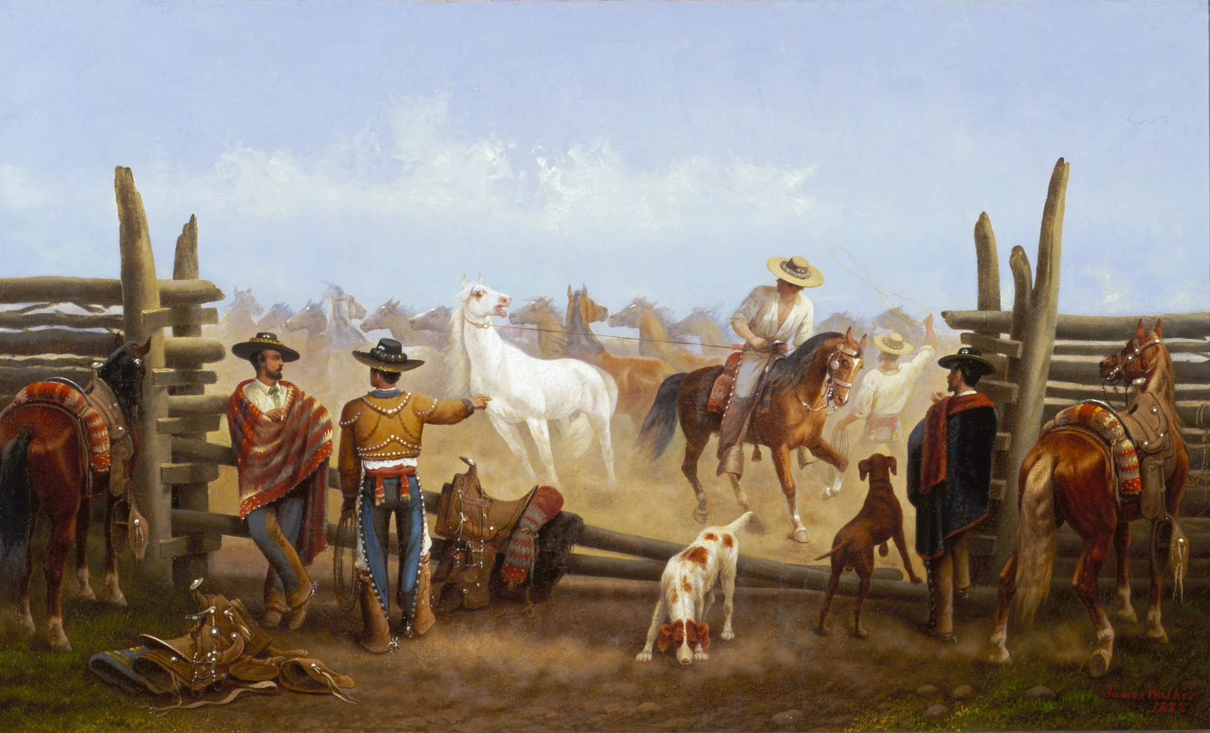 Vaqueros in a Horse Corral