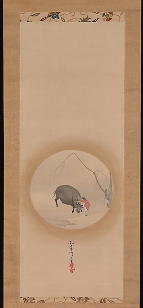Boy Trying to Make an Ox Drink