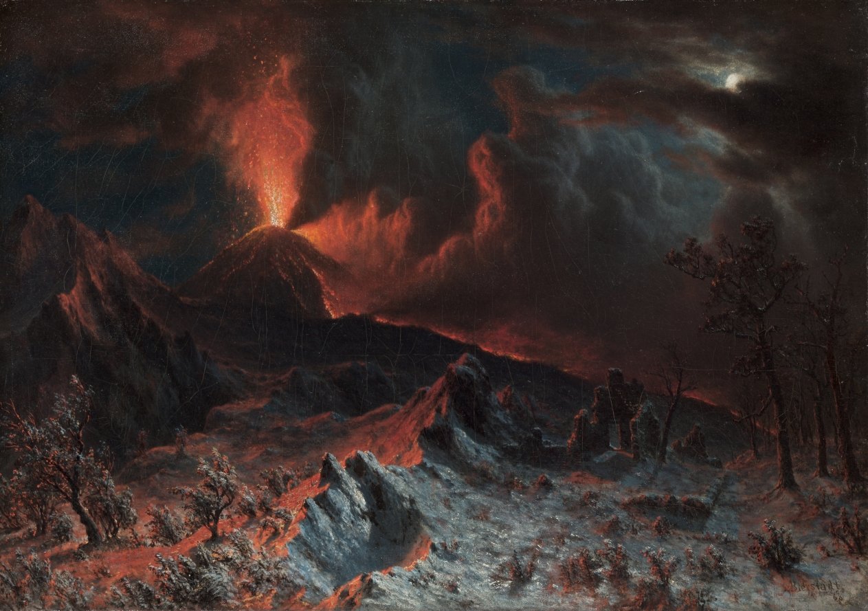 Mount Vesuvius at Midnight — Albert Bierstadt (American, born Prussia [now Germany], 1830–1902)