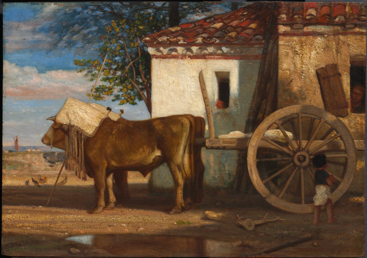 Oxen before a Farmhouse at Le Verrier — Alexandre-Gabriel Decamps (French, 1803–1860)