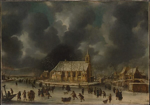 Skating at Sloten, near Amsterdam — Johannes Abrahamsz Beerstraten