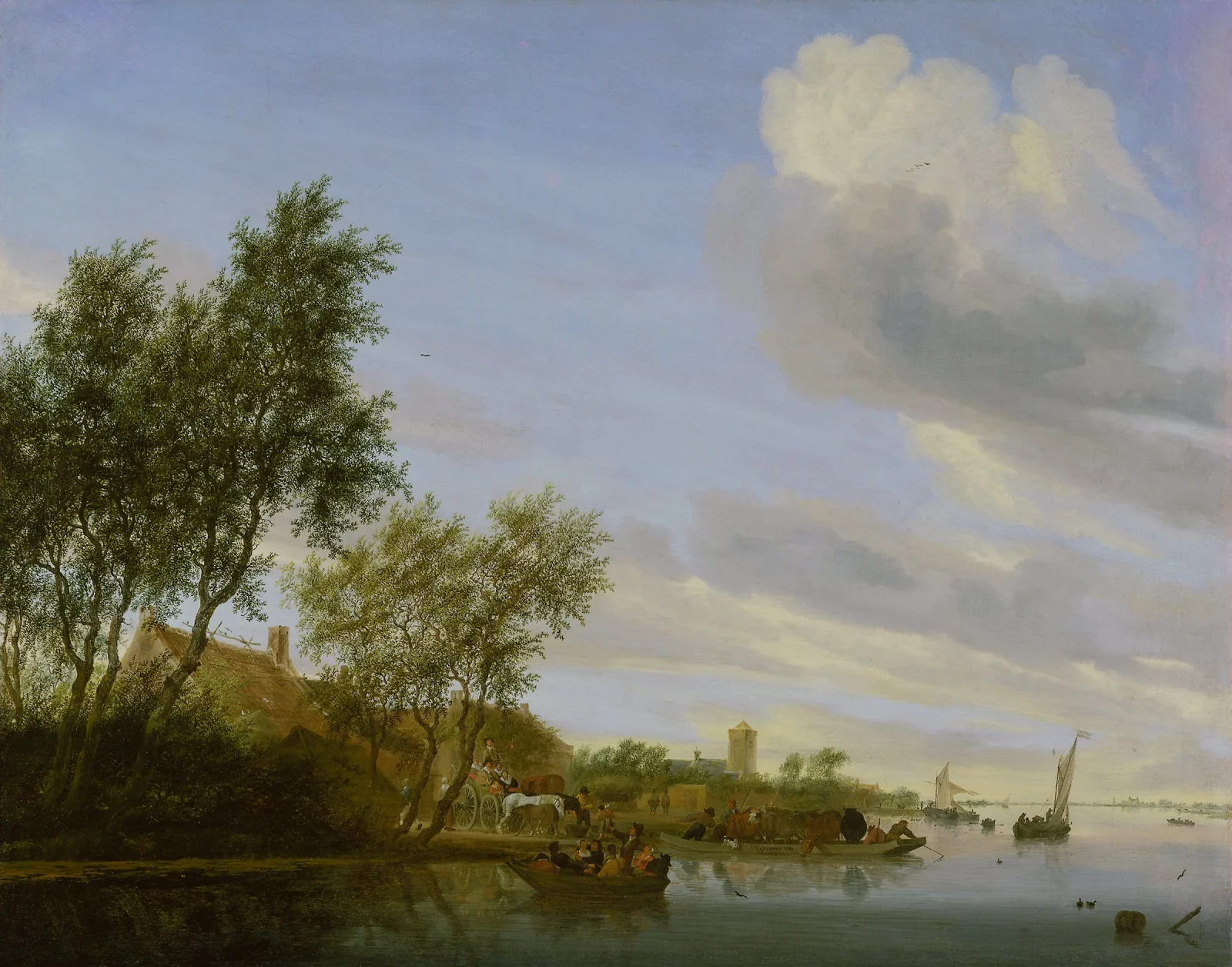 River Landscape with a Ferry