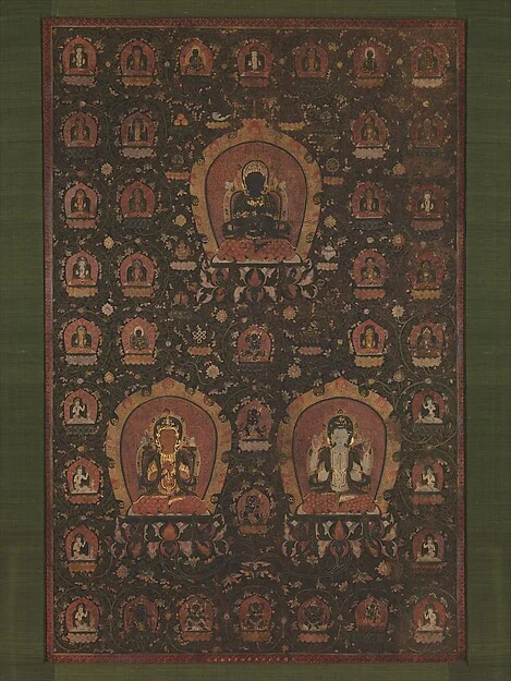 Mandala of Vajradhara, Manjushri and Sadakshari -Lokeshvara — Unidentified artist