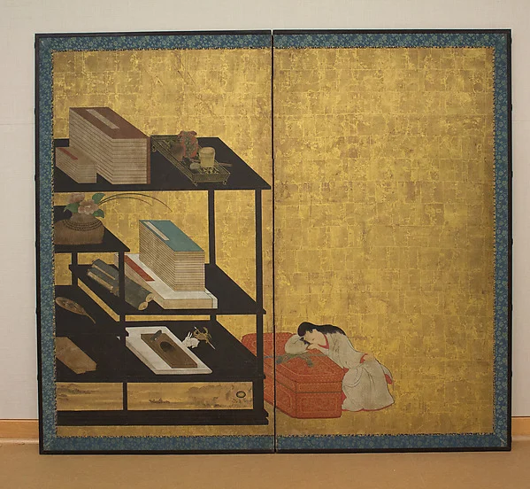Interior Scene with Books and Writing Implements — Unidentified artist