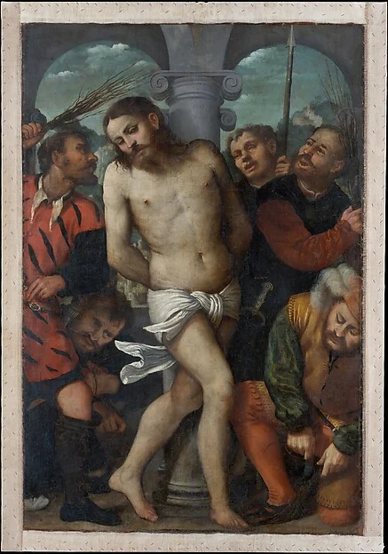 The Flagellation; (reverse) The Madonna of Mercy — Girolamo Romanino