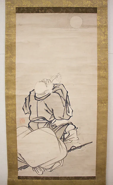 Hotei Admiring the Moon — Ikei Shūtoku 惟馨周徳
