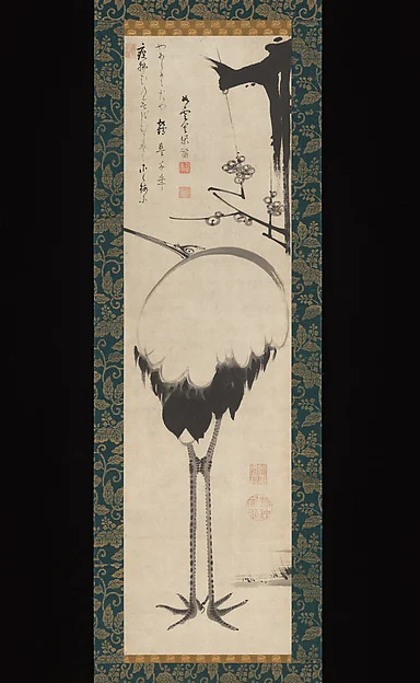 Crane under a Branch of Plum