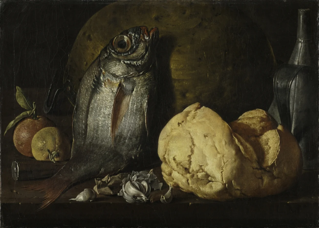 Still Life with Fish, Bread, and Kettle — Luis Meléndez (Spanish, 1716–1780)