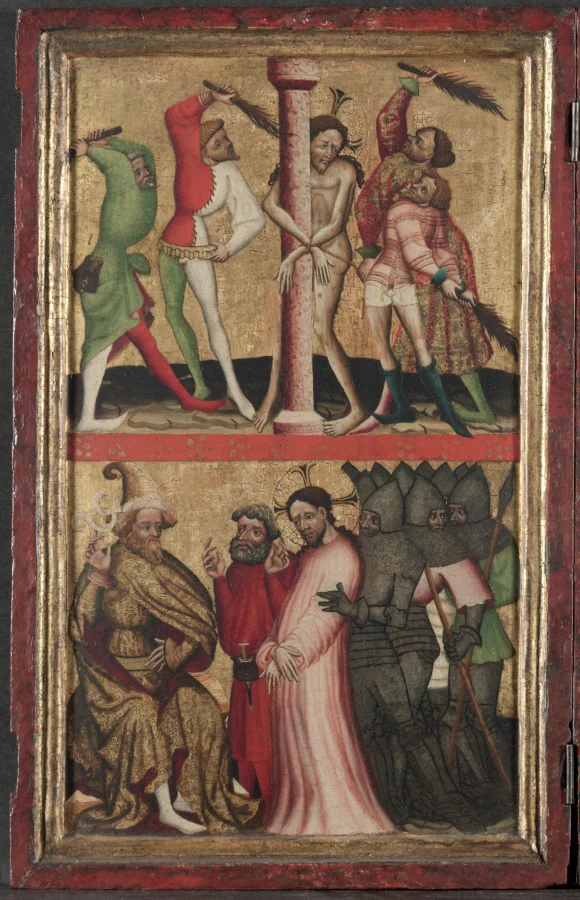 Diptych with the Passion of Christ (left wing):Flagellation and Christ Before Pilate