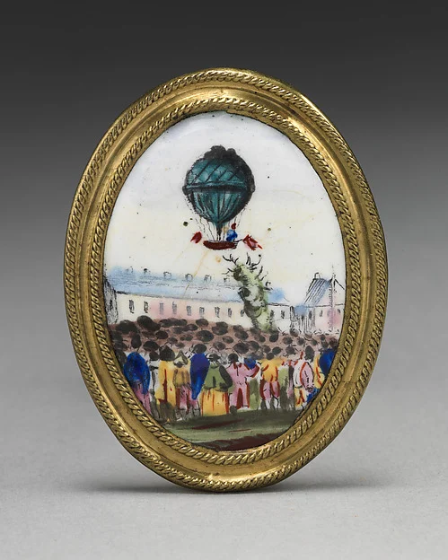 Knob depicting a balloon ascent