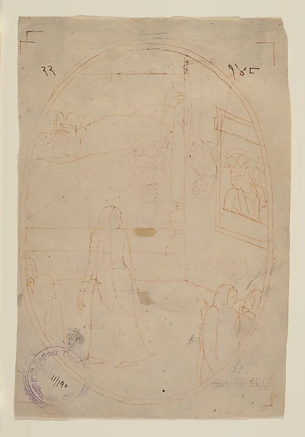 Drawing for an Illustration from a Sat Sai of Bihari Lal Series: The Message of the Eyes (recto); Lady in Search of Her Lover on a Dark Night (verso)