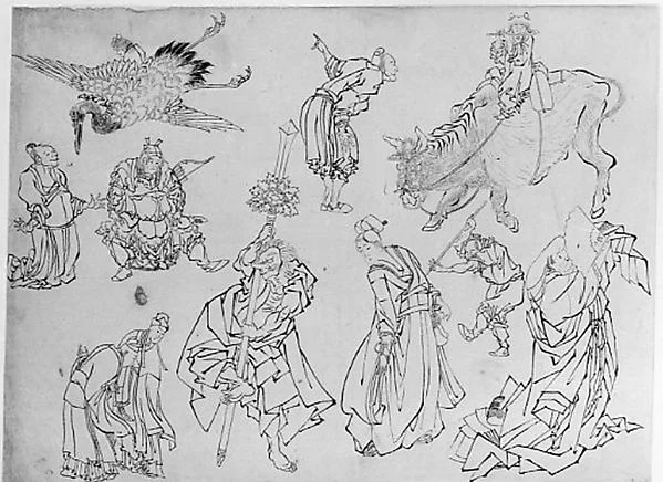 Studies of Figures — Hokusai School