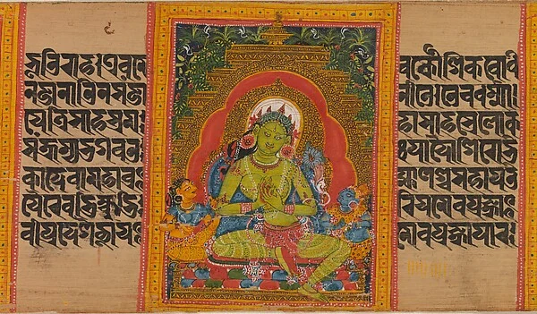 Green Tara, Folio from a dispersed Ashtasahasrika Prajnaparamita (Perfection of Wisdom) Manuscript — Mahavihara Master