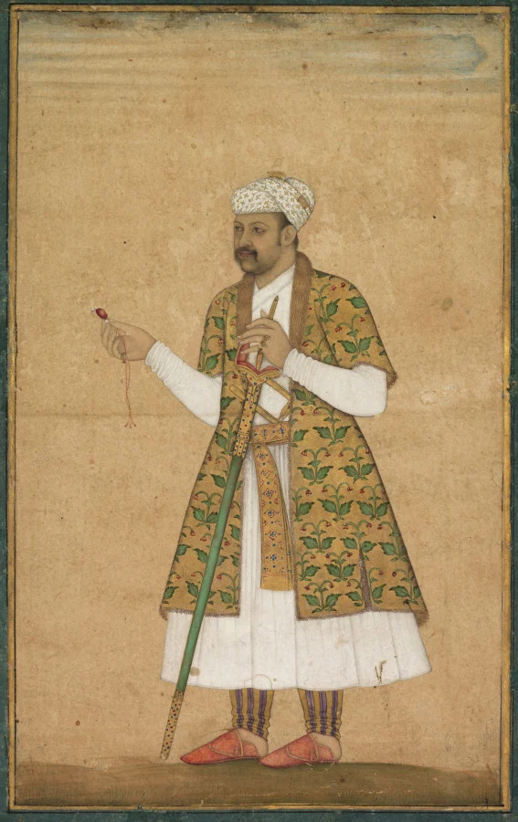 A Courtier, Possibly Khan Alam, Holding a Spinel and a Deccan Sword — Govardhan (Indian, active c.1596–1645)