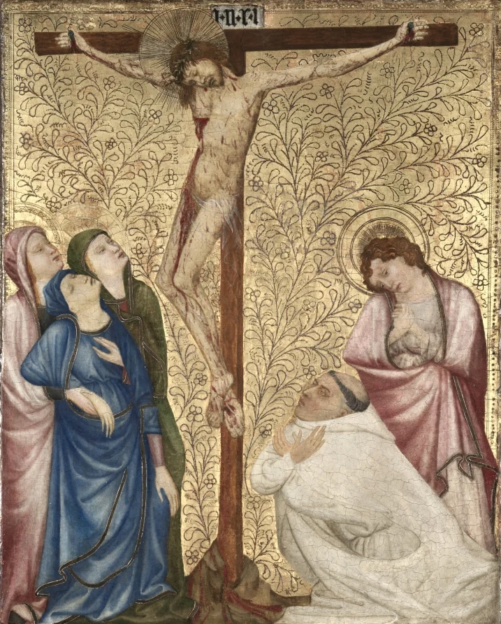 Calvary with a Carthusian Monk — Jean de Beaumetz (French, c. 1335–1396)