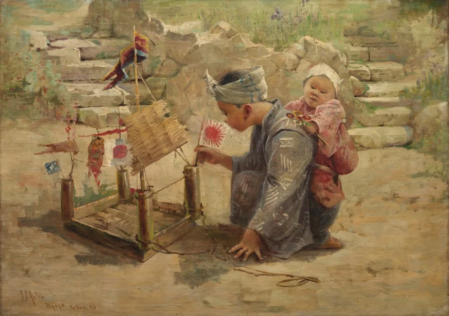 Japanese Boy Building a Man-of-War — J. C. Arter (American, 1859–1923)