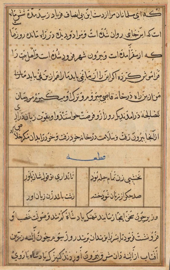 Page from Tales of a Parrot (Tuti-nama): text page
