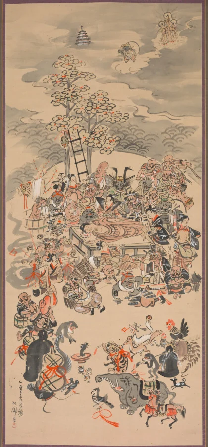 Ōtsu-e Nirvana of the Buddha (Ōtsu-e Butsu Nehanzu) — Hakuen (Japanese, active 1850–1870)