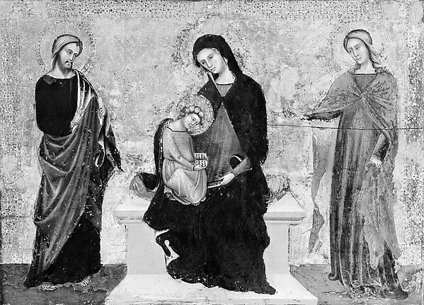 Madonna and Child Enthroned with Saints James Minor and Lucy — Marco di Paolo Veneziano