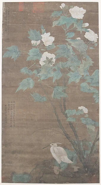 Hibiscus and Egret — Jiang Tingxi
