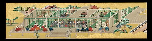 “A Branch of Sacred Evergreen” (Sakaki), from the Moriyasu Version, known as the Phantom Genji Scrolls (Maboroshi no Genji monogatari emaki, Moriyasu-bon)