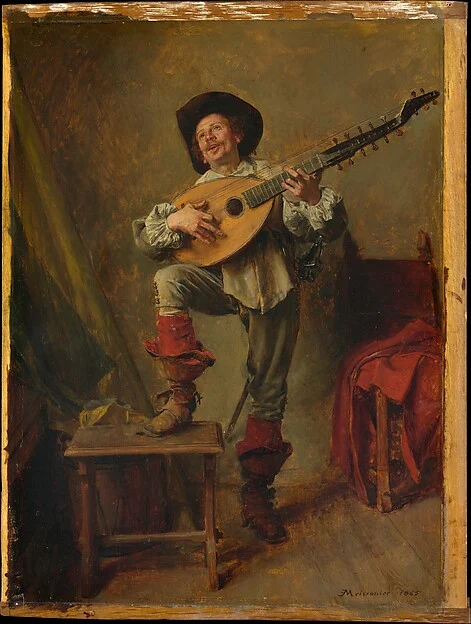 Soldier Playing the Theorbo — Ernest Meissonier