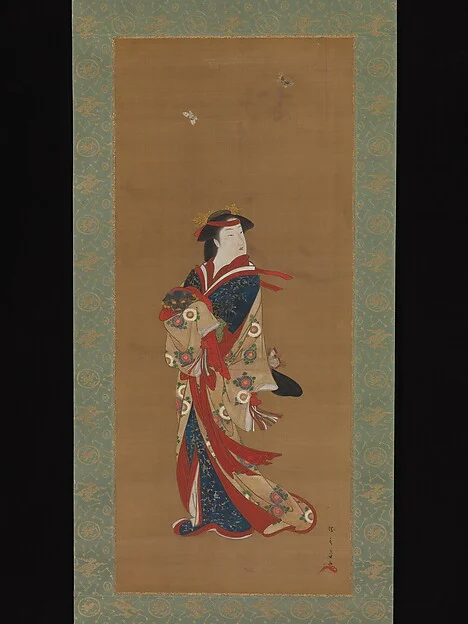 Beauty with Butterflies — Katsukawa Shunshō　勝川春章