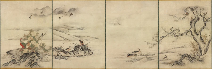 Flowers and Birds in a Spring Landscape — Kano Motonobu (Japanese, c. 1476–1559)