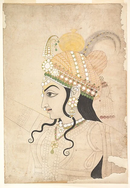 Head of Krishna: cartoon for a mural of the Raslila — Sahib Ram