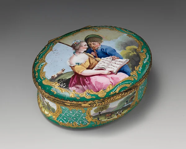 Snuffbox with music lesson scene