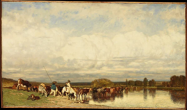 Cows Crossing a Ford