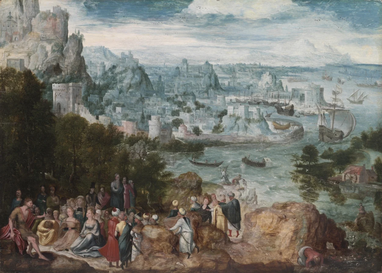 Landscape with Saint John the Baptist — Herri met de Bles (Flemish, 1510–1572)