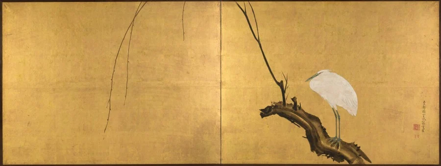 Heron on a Willow Branch — Maruyama Ōkyo (Japanese, 1733–1795)