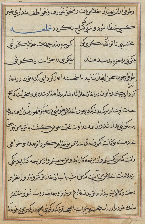 Page from Tales of a Parrot (Tuti-nama): text page