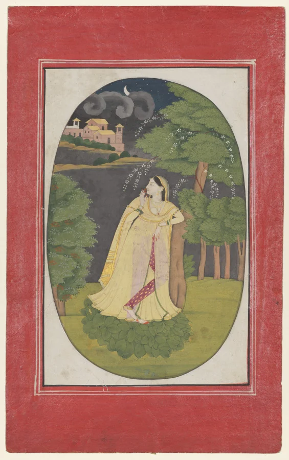 The heroine who waits anxiously for her absent lover (Utka Nayika)