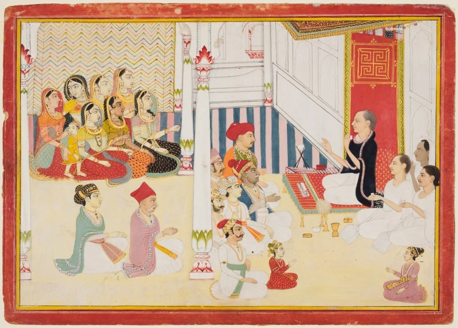 Shvetambara Jain Teacher Giving Instruction — Sahib Ram (Indian, active 1745–1803)