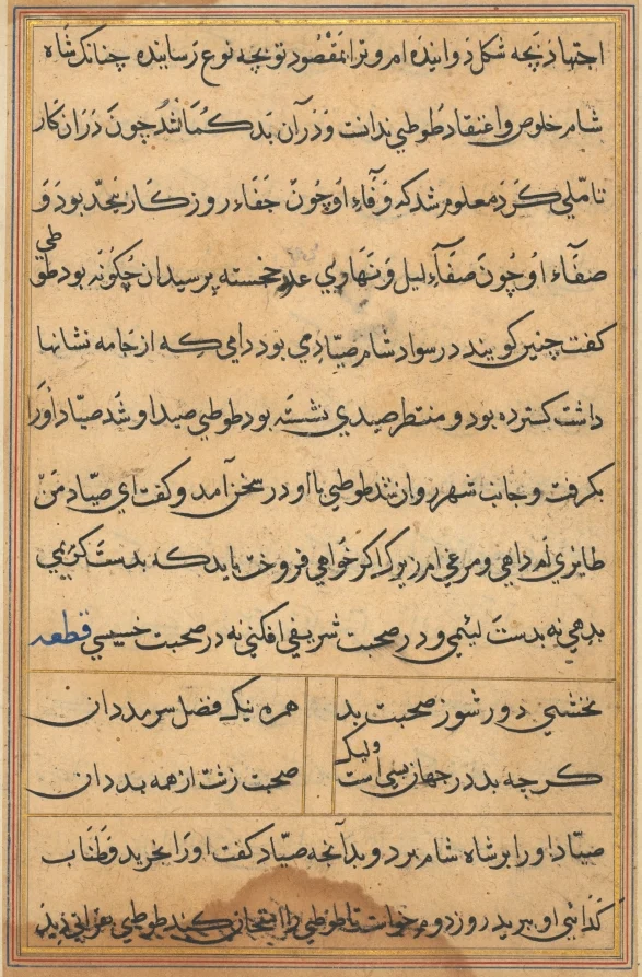 Page from Tales of a Parrot (Tuti-nama): text page