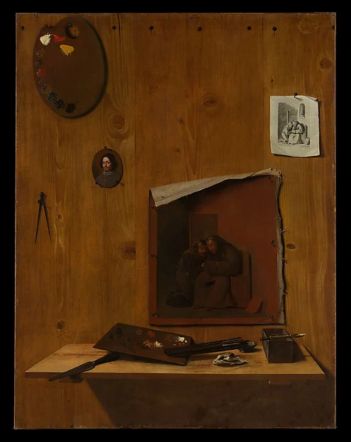 Trompe l'oeil with Palettes and Miniature — Jean François de Le Motte