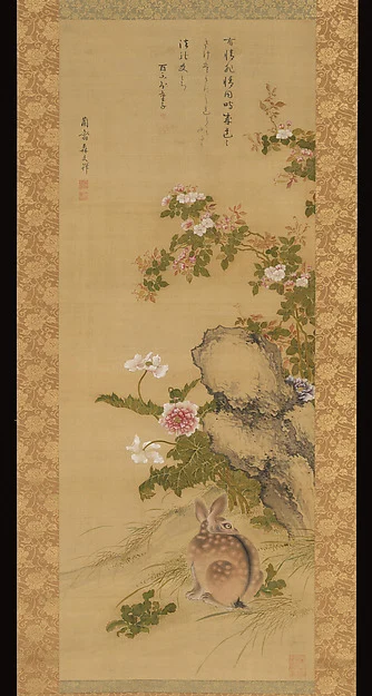 Rabbit and Roses — Mori Ransai