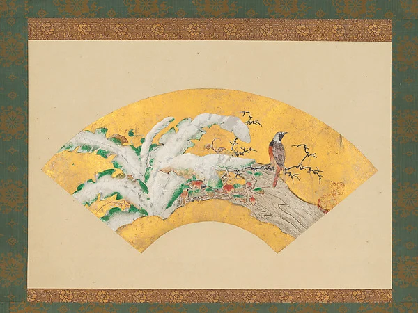 Plantain and Bird in Snow — Kano Sōshū 狩野宗秀