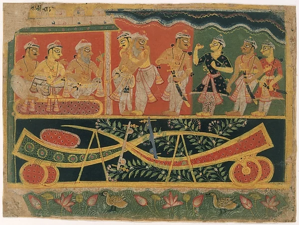 Nanda and Vasudeva: Page from a Dispersed Bhagavata Purana (Ancient Stories of Lord Vishnu) — Master of the Dispersed Bhagavata Purana