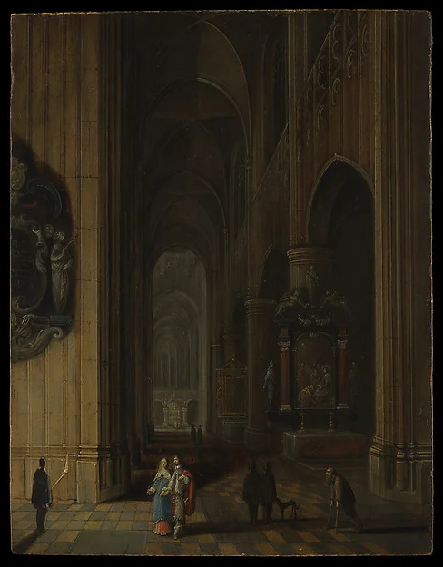 Interior of a Gothic Church at Night — Pieter Neeffs the Younger